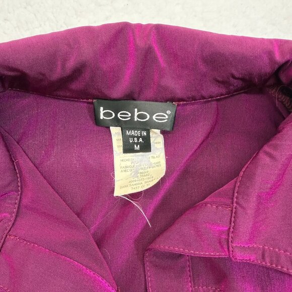 VTG Y2K Bebe Iridescent Snap Front Top Fuchsia Retro Glam Cowgirl Retro Size M - Picture 7 of 12